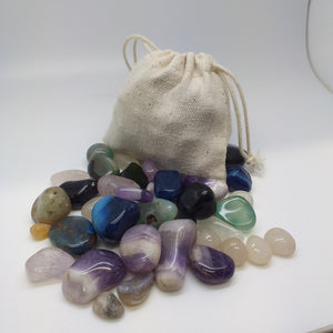 Mixed gemstones in Cotton Bag