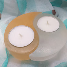 Selenite Ying Yang T light candle holder