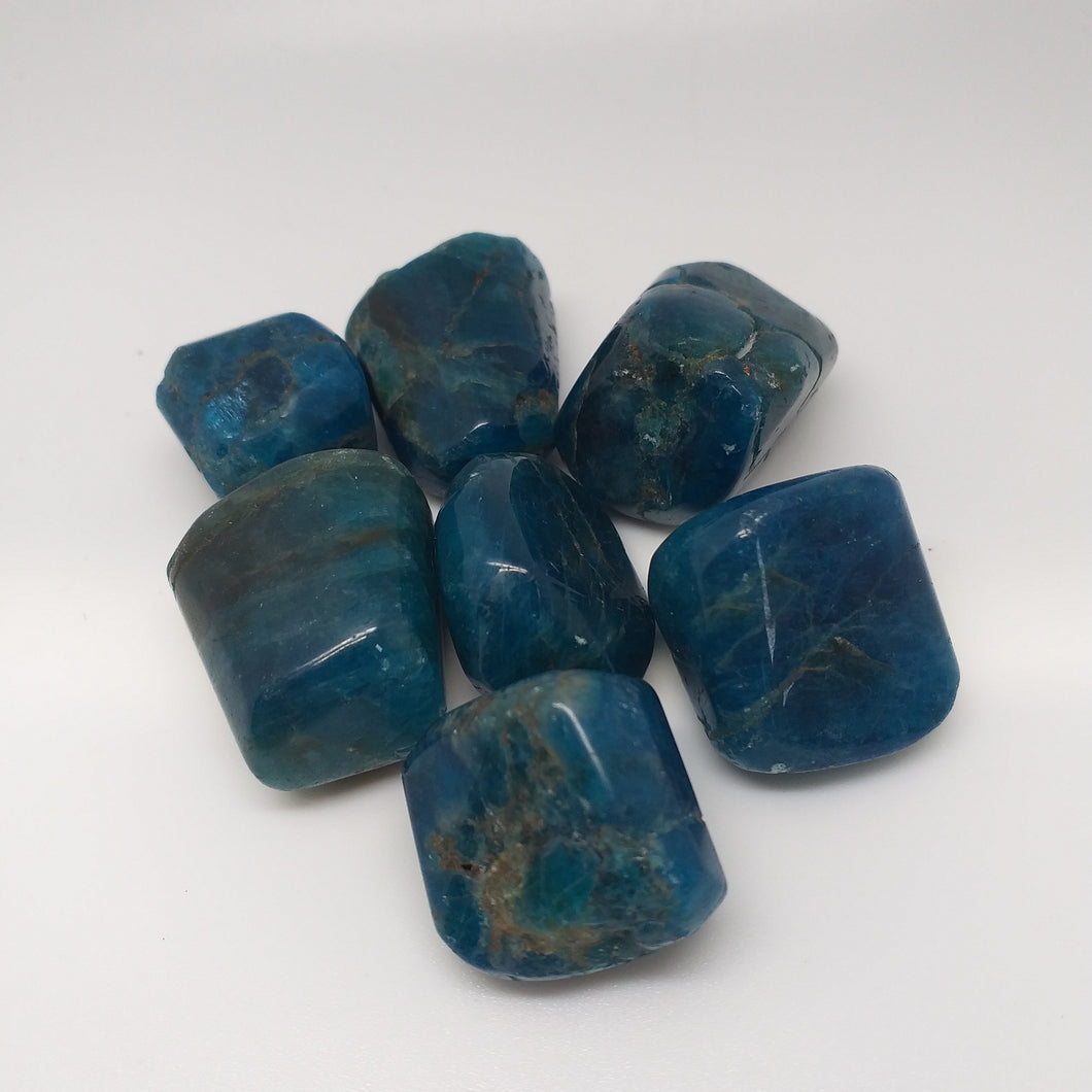 Blue apatite tumble stones