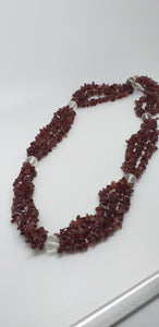 Garnet & Clear Quartz Bead Necklace